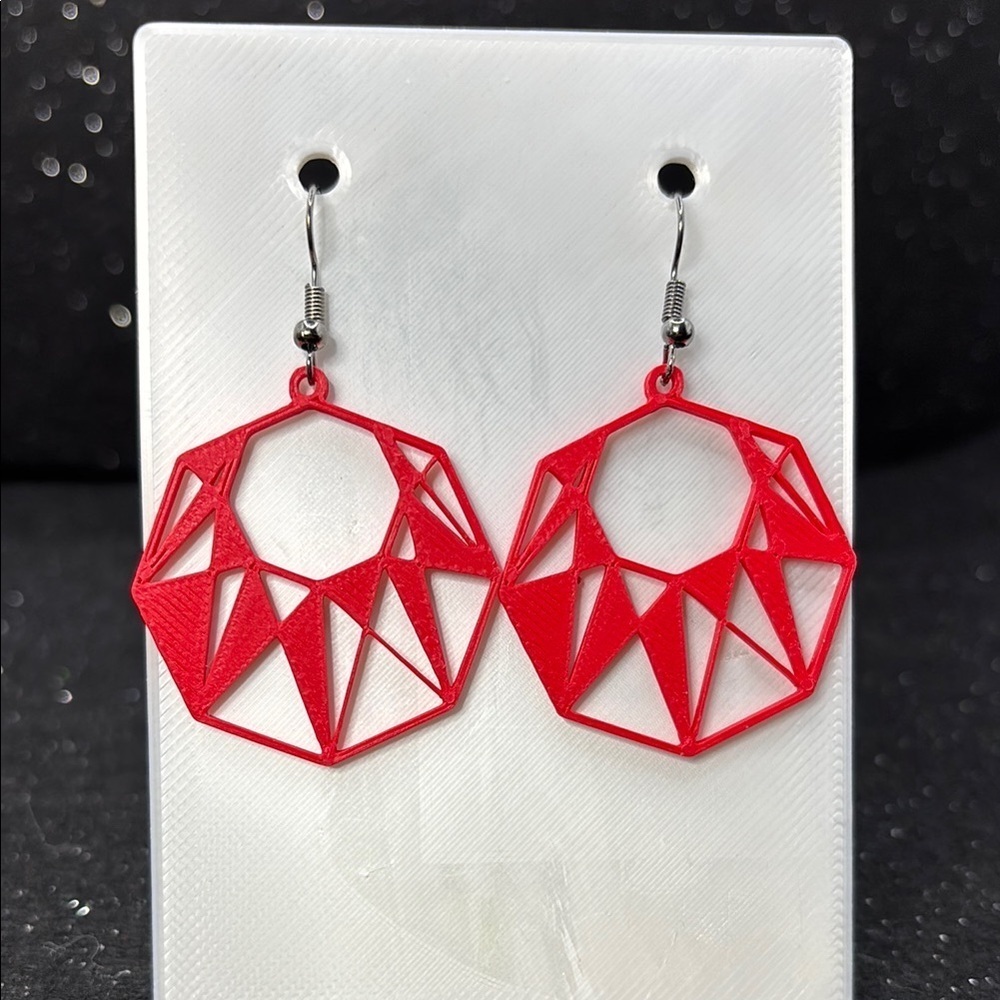 The Bold Geometry Red Earrings - Picture 4 of 6